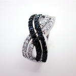 Cross-over Black and Clear CZs in Sterling Cross-over Black and Clear CZs in Sterling